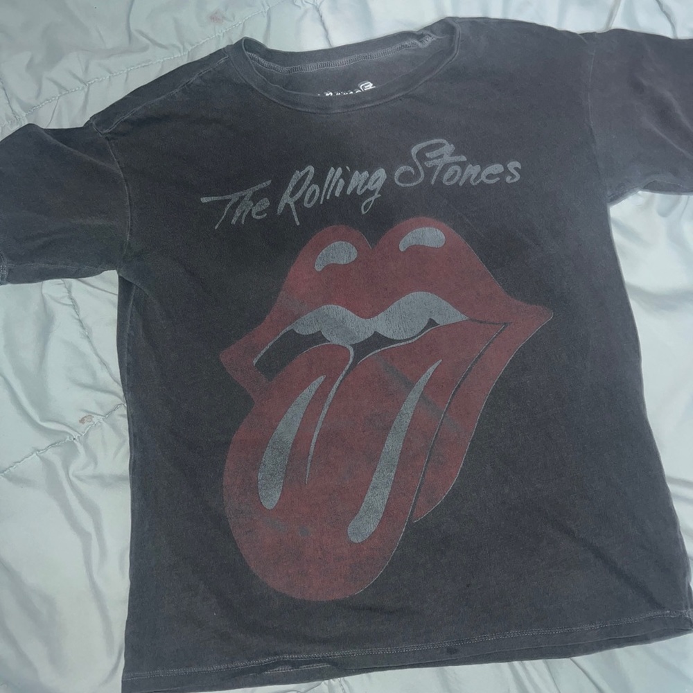 The Rolling Stones TShirt Womens XS Short Sleeve Graphic Tongue Crop Fit